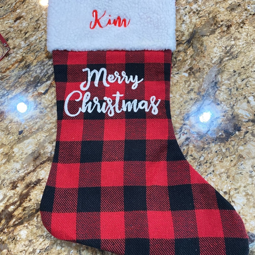 Christmas Stocking with Kim on it